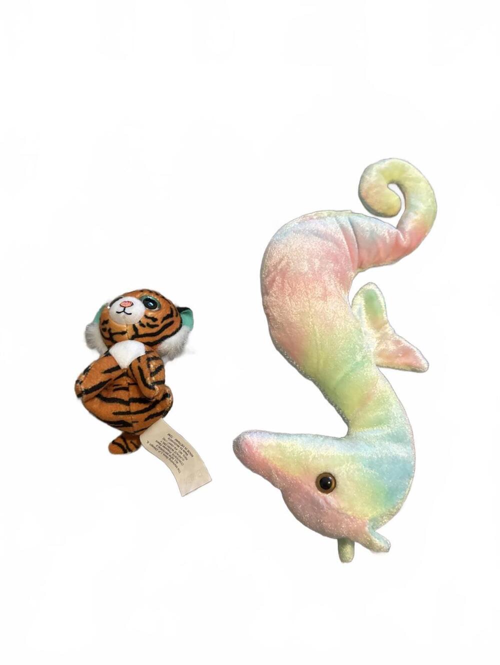 Ty Beanie Babies Tiger & Seahorse Plush Toys Multi Color